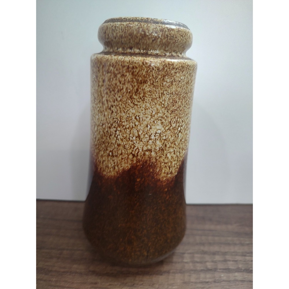 Scheurich 209-18 West Germany Ceramic Vase Brown Beige Drip Glaze Glossy Vtg